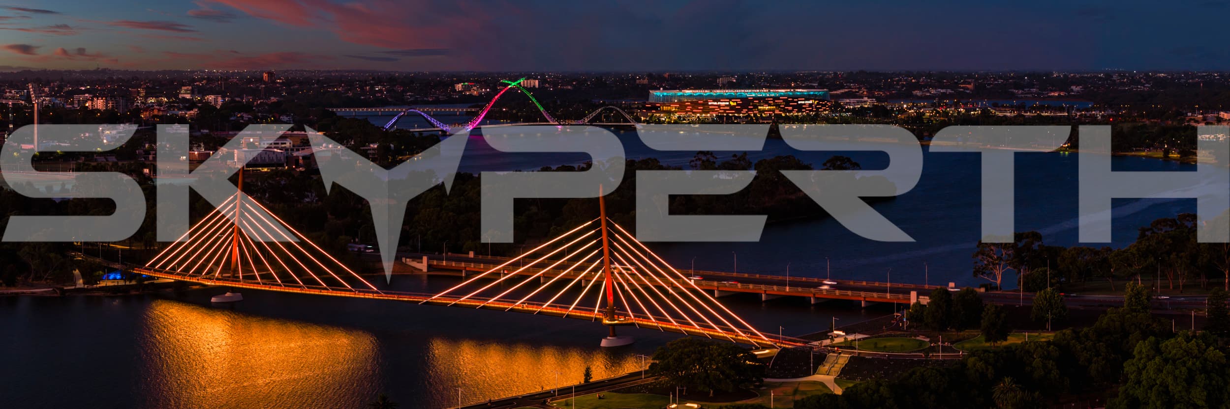 Sunset Panorama of Boorloo Bridge, Perth