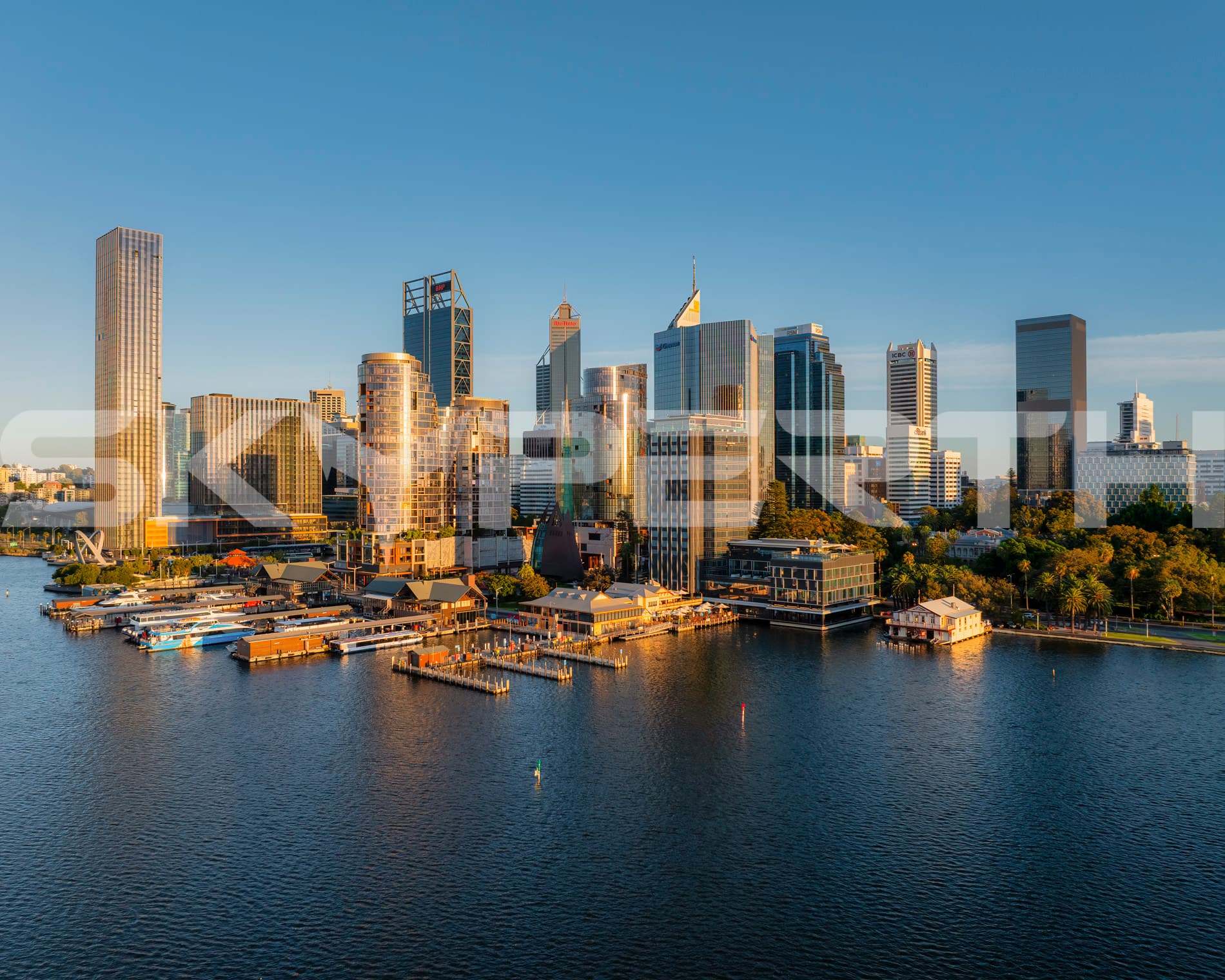 Golden Light Over Calm Waters – Perth City