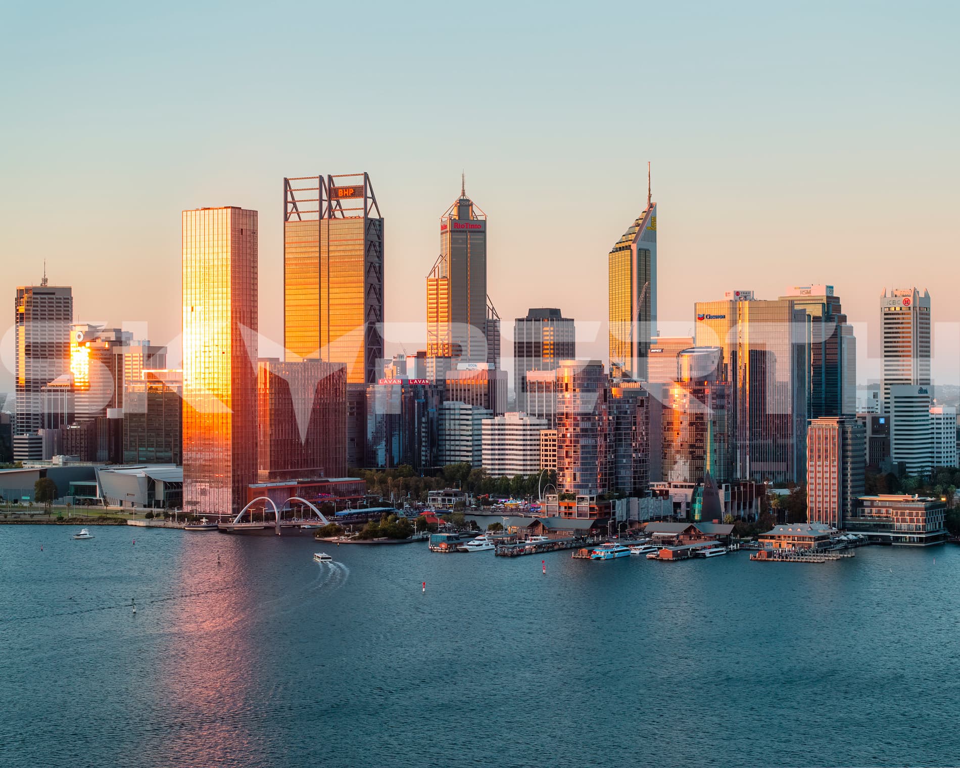 Sunset Wash on City Buildings – Perth City